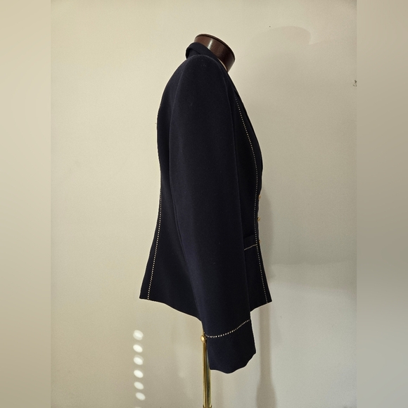 JAQUES VERT Navy Blue Women's Blazer with Gold Accents. Size 12 - Picture 3 of 11